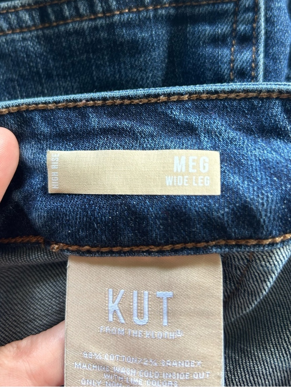 Kut From The Kloth Meg High Rise Wide Waistband Wide Leg Jeans Patch Pockets 20W - Picture 11 of 13